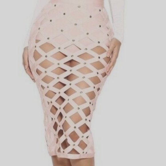 House of CB Pink and White Midi Skirt - Picture 6 of 13